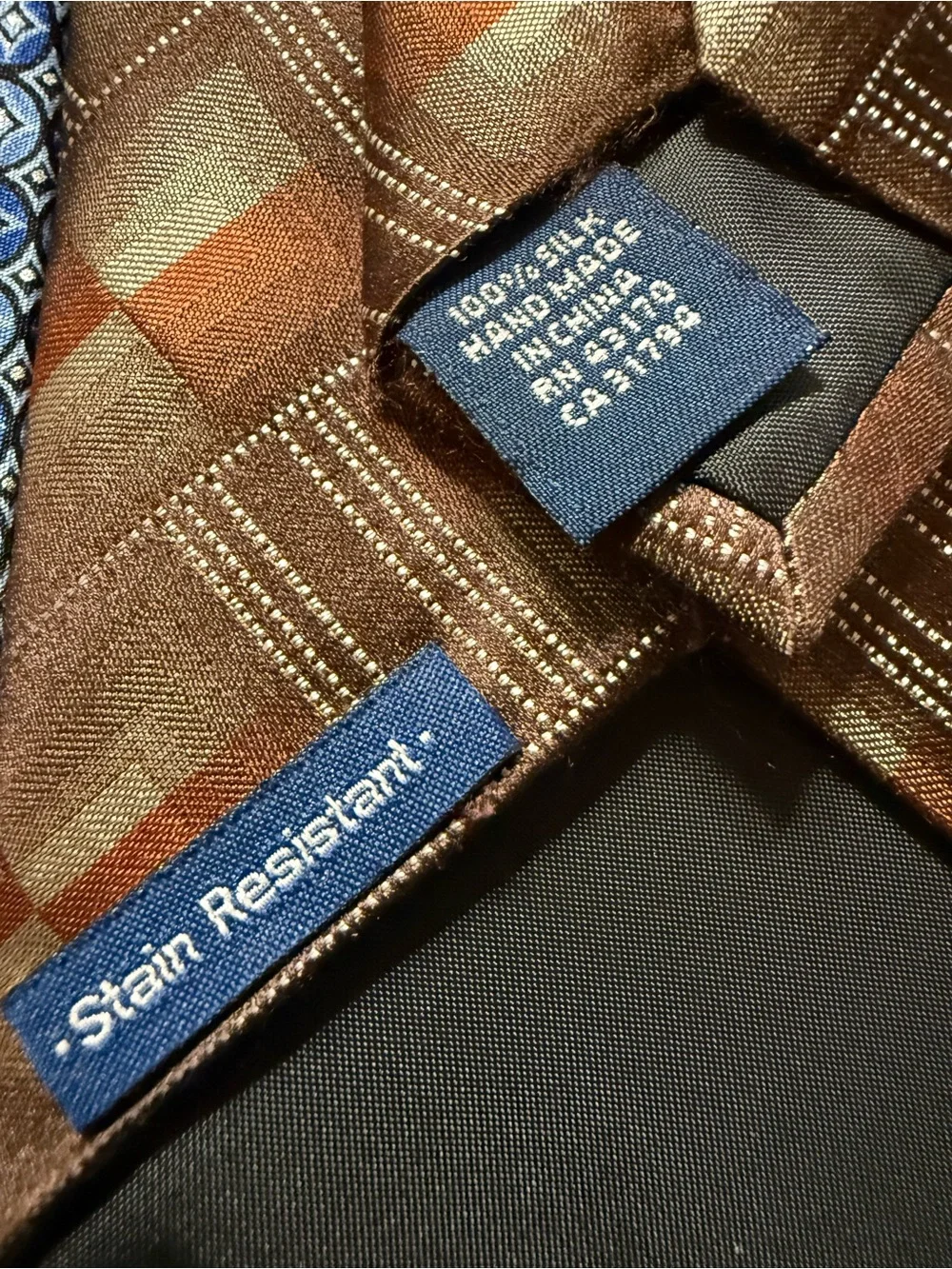 John Ashford Blue and Brown Patterned Silk Neckties